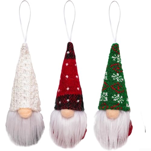 CYRENT 3-teiliges Weihnachtspuppen-Hängeornament-Set mit Stoff-Strickmaterial für Baum und saisonale Heimdekoration (D) von CYRENT