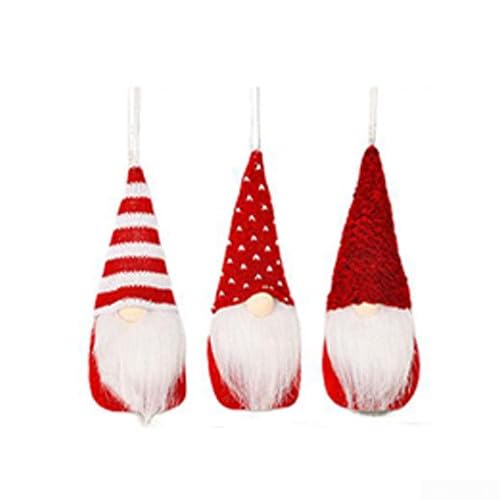 CYRENT 3 x Weihnachtswichtel-Figuren im gestrickten Puppen-Design, geeignet zum Aufhängen an Bäumen, Kaminsims oder Türgriffen, um festliche saisonale Dekoration zu bieten (grau) von CYRENT