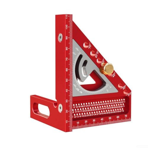 CYRENT 3D Multi-Winkel Messlineal, 2 in 1 Winkel Quadrat mit Positionierungsdübelstift, 45°/90° Dreieckslineal für Holzbearbeitung, Zeichnen(A) von CYRENT