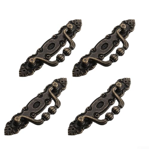 CYRENT 4 Stück Antike Griffe Vintage Schubladengriffe Retro Dekorative Griffe für Schrank Kommode Box (Bronze) von CYRENT