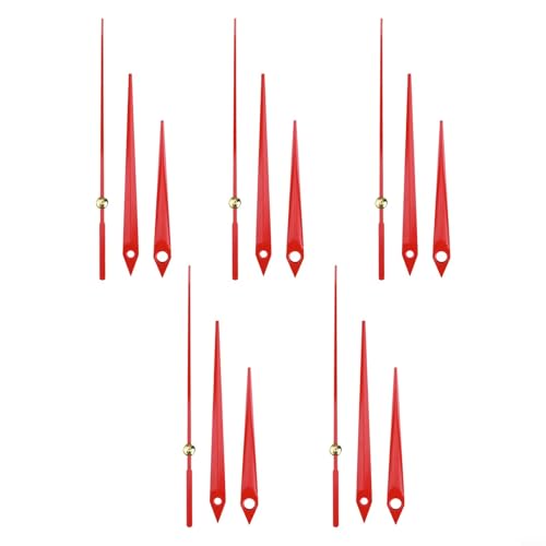 CYRENT 5-teiliges Aluminium-Uhrenzeiger-Set, DIY-Reparatur-Ersatzteile für Uhren-Reparatur- und Anpassungsprojekte (rot) von CYRENT