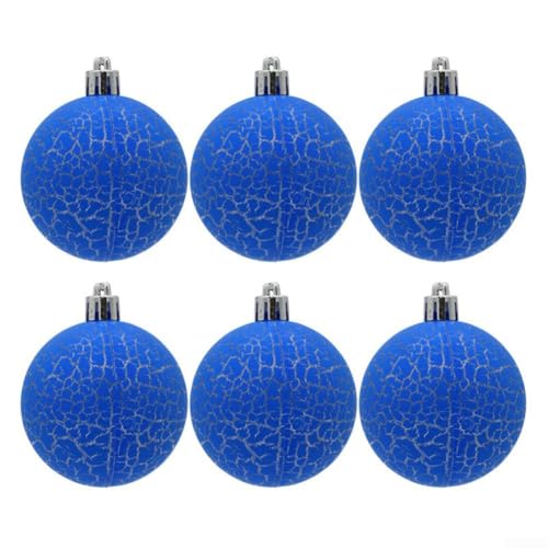 CYRENT 6-teiliges Glas-Weihnachtsschmuck-Set, dekorative Kugeln, Baumkugeln, hängende Dekoration, 8 cm, rot/grün/blau (blau) von CYRENT