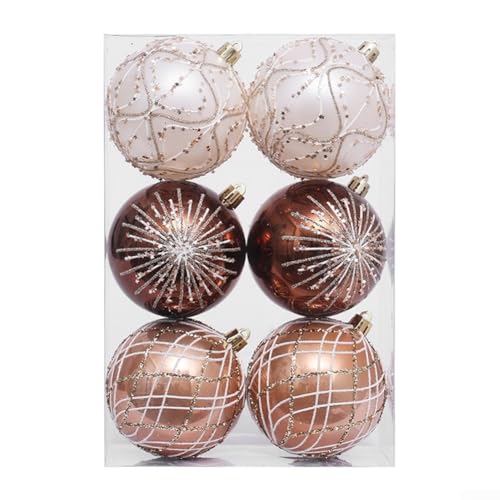 CYRENT 6-teiliges Weihnachtskugel-Ornament-Set für Baum und Büro, Urlaub, mit Schaumstoff und Aufhängeschlaufen (braun) von CYRENT