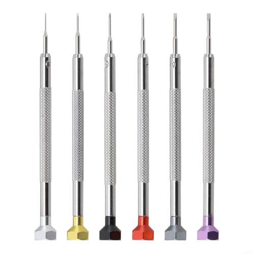 CYRENT 6 x Schlitzschraubendreher mit Sechskantköpfen zur Reparatur von Uhren, Brillen, Elektronik und Haushaltsgeräten von CYRENT