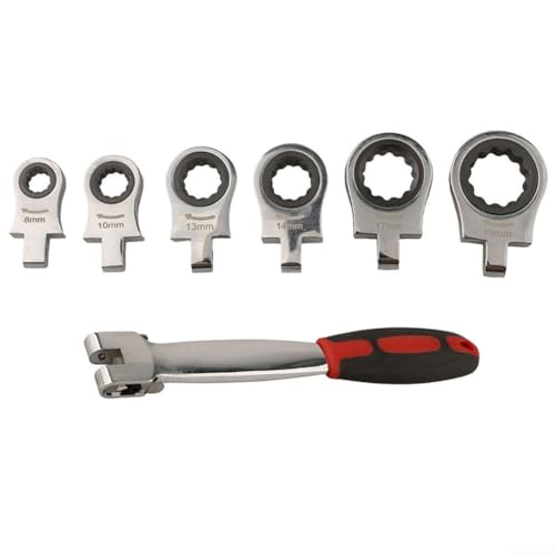 CYRENT 7-teiliges Ratschenschlüssel-Werkzeug-Set mit austauschbaren verstellbaren Köpfen, Schnellspannmechanismus für Reparatur- und Wartungsaufgaben von CYRENT