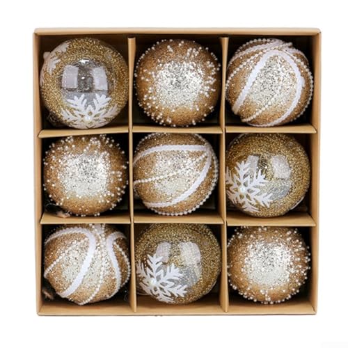 CYRENT 9-teiliges Weihnachtskugel-Ornament-Set, hängende Dekorationen für den Weihnachtsbaum, saisonale Feiertage für dauerhaften Gebrauch und wiederholte saisonale Dekorationen (R2-29 Stil 5) von CYRENT