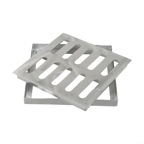 CYRENT Abflussabdeckung aus Edelstahl für den Außenbereich, mit rutschfestem Rahmen, quadratisches Ablaufgitter für Terrasse, K, Regenwasser (200 x 200 x 20 x 2 mm) von CYRENT