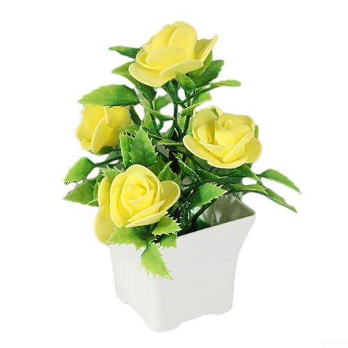 CYRENT Bezaubernder künstlicher Blumenstrauß im Topf – geeignet für Hochzeiten, Partys und Heimdekoration (gelb) von CYRENT