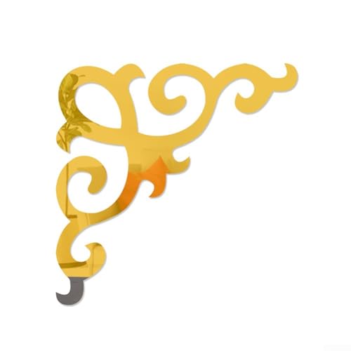 CYRENT DIY Taillenlinie 3D Spiegel Aufkleber Acryl Wand Ecke Deko Silber Gold Schwarz für Home Room Decor (2 Gold) von CYRENT