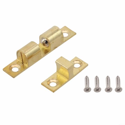 CYRENT Doppelkugel-Spannrollenschnäpper aus Messing, Tür-Oberseite, Perlenbeschläge mit Schrauben für Holzschrank-Möbeltüren (50 mm) von CYRENT
