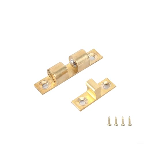 CYRENT Doppelkugel-Spannrollenschnäpper aus Messing, Tür-Oberseite, Perlenbeschläge mit Schrauben für Holzschrank-Möbeltüren (60 mm) von CYRENT