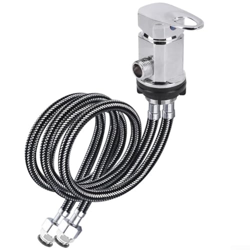 CYRENT Duscharmatur-Auslass mit 80 cm Push-in-Endrohr, G1/2-Ausgang, Zinklegierung, Edelstahl, Wohnmobil-Zubehör für Wohnmobil (schwarz) von CYRENT