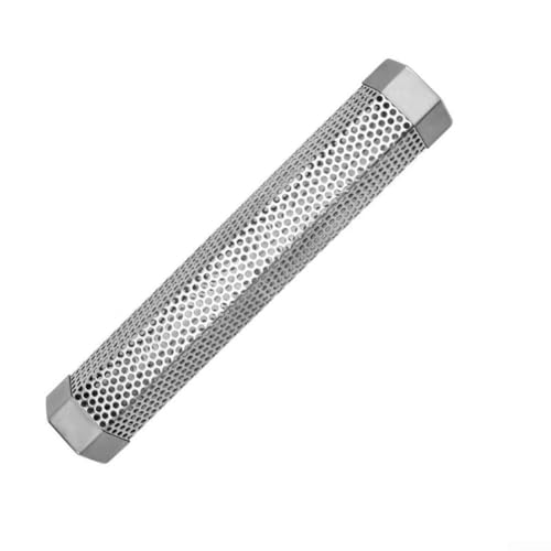 CYRENT Edelstahl-Holzspäne-Rohr, 30,5 cm, sechseckiges Design mit Belüftungslöchern für kaltes Warmräuchern, kompatibel mit allen Grillarten (Rauchrohr) von CYRENT