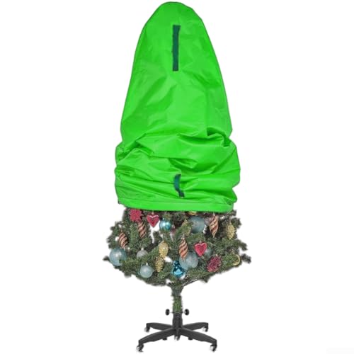 CYRENT Faltbare wasserdichte Weihnachtsbaum-Aufbewahrungstasche mit 210D-Oxford-Stoffbezug und verstärkten Griffen für 90 cm bis 2,7 m Bäume bietet Staub- und Feuchtigkeitsschutz (1,5 m, Smaragdgrün) von CYRENT
