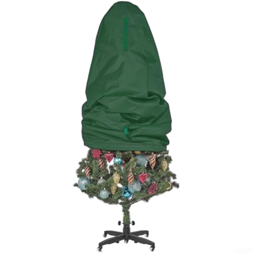 CYRENT Faltbare wasserdichte Weihnachtsbaum-Aufbewahrungstasche mit 210D-Oxford-Stoffbezug und verstärkten Griffen für 90 cm bis 2,7 m Bäume bietet Staub- und Feuchtigkeitsschutz (1,5 m, dunkelgrün) von CYRENT