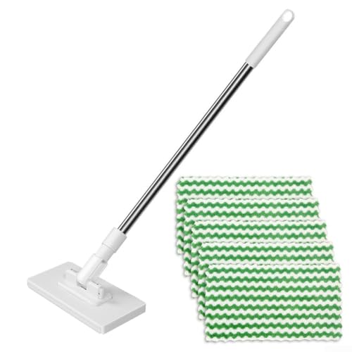 CYRENT Gesichtshandtuch-Mop, Staubwisch-Pad, wiederverwendbar, Reinigungswerkzeug für Hartholzböden, kein Ausspülen, statische Staubentfernung, Tierhaar-Sauger (5 x Wischmopp + Lappen) von CYRENT
