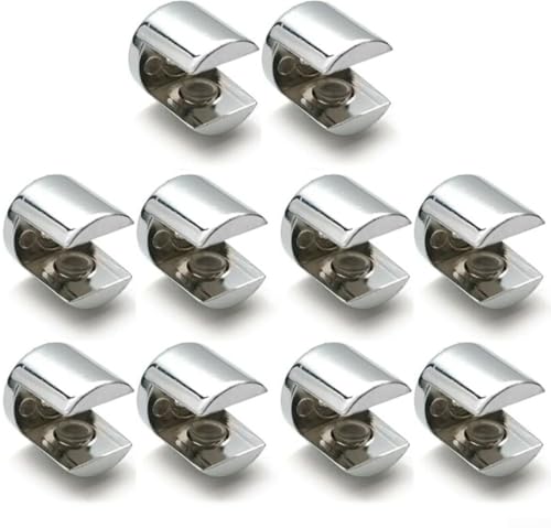 CYRENT Glasregalstützklemmen, 10-teiliges Set in poliertem Chrom für 6 12 mm Glas (10–12 mm) von CYRENT