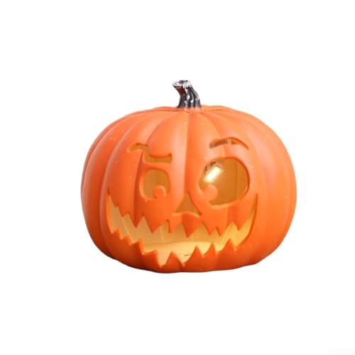 CYRENT Halloween LED Kürbis Laterne Outdoor Deko Licht Orange Kunststoff Figur für Garten Party Hof (H) von CYRENT