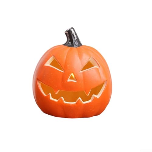 CYRENT Halloween-Laterne mit LED-Kürbis-Laterne mit Kunststoffkonstruktion und Batteriehalter, entworfen für den Außenbereich, um eine gruselige Atmosphäre zu schaffen (E) von CYRENT