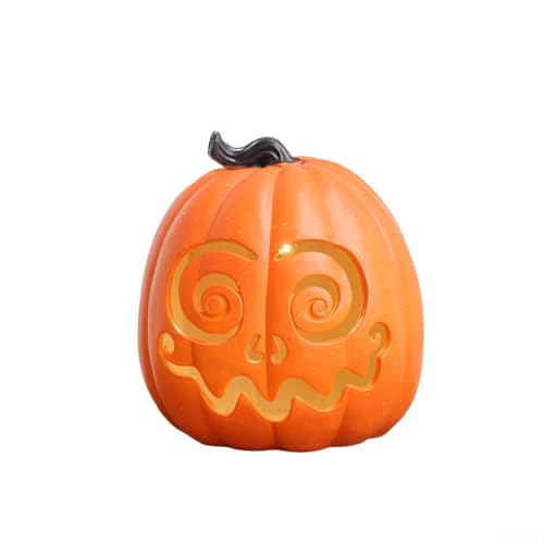 CYRENT Halloween-Laterne mit LED-Kürbis-Laterne mit Kunststoffkonstruktion und Batteriehalter, entworfen für den Außenbereich, um eine gruselige Atmosphäre zu schaffen (F) von CYRENT