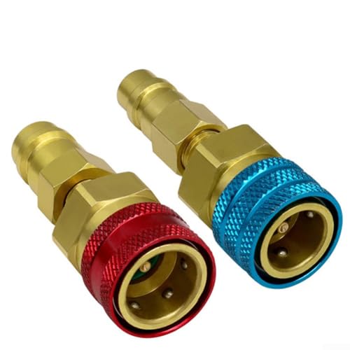 CYRENT Hoch- und Niederdruck-AC-Schnellkupplungs-Set, 2 Stück, Premium-Messing-Stecker für R12 R134A für R1234yf, kompatibel mit Automobil-Klimaanlagen-Krümmermessgerät CYRENT Hoch- und Niederdruck-AC-Schnellkupplungs-Set, 2 Stück, Premium-Messing-Stecker für R12 R134A für R1234yf, kompatibel mit Automobil-Klimaanlagen-Krümmermessgerät von CYRENT