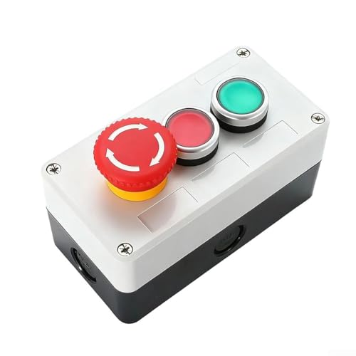 CYRENT Industrieller Knopfschalter-Steuerbox mit wasserdichtem Stecker für Sicherheit und zuverlässigen Betrieb, mit strapazierfähigem ABS-Material und Anti-Drop-Schraubendesign (D) von CYRENT