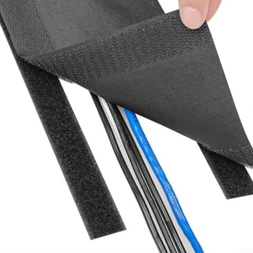 CYRENT Kabelabdeckung für den Boden, 3 m, Drahtmanagementsystem für Büro, Teppich, Polyester-Kordel-Organizer, Schwarz (Typ B) von CYRENT
