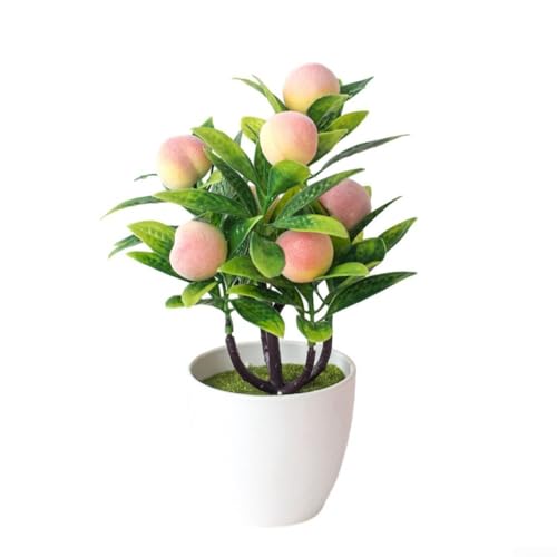 CYRENT Künstlicher Bonsai-Obstbaum, exquisite Verarbeitung, realistische Blätter, Kunststofftopf für drinnen und draußen, Zuhause, Büro, Garten, Dekoration (#4) von CYRENT
