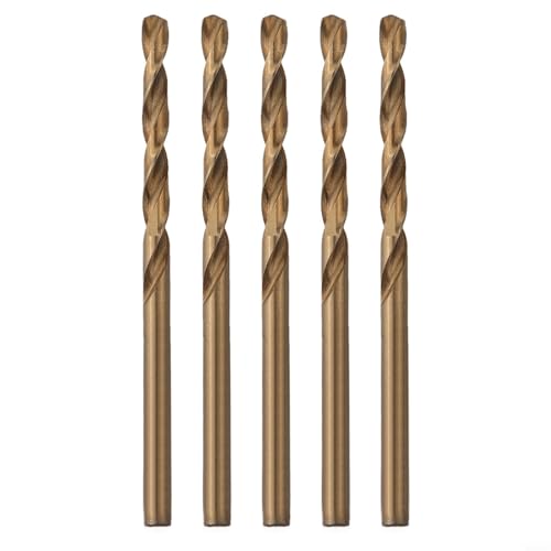 CYRENT M35 Kobalt-Metrische Bohrer-Bits, 5-teiliges Set, Hochgeschwindigkeitsstahl für gehärtete Edelstahl-Metallbohrungen (5 mm) von CYRENT