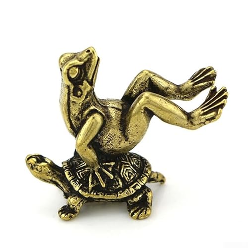 CYRENT Massives Messing Frosch Schildkröte Räuchergefäß Mini Statue Ornament Antik Handwerk Schreibtisch Dekor Kupfer Skulptur Home Office Wohnzimmer Kleine lebendige Figur 3,5 x 4 cm von CYRENT