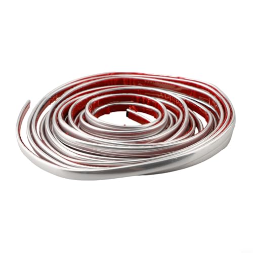 CYRENT PVC Wand Ecke Zierleiste 0,8 cm x 5 m Hochglanz Nahtaufkleber Kantenschutz für Heimwerker (Silber) von CYRENT