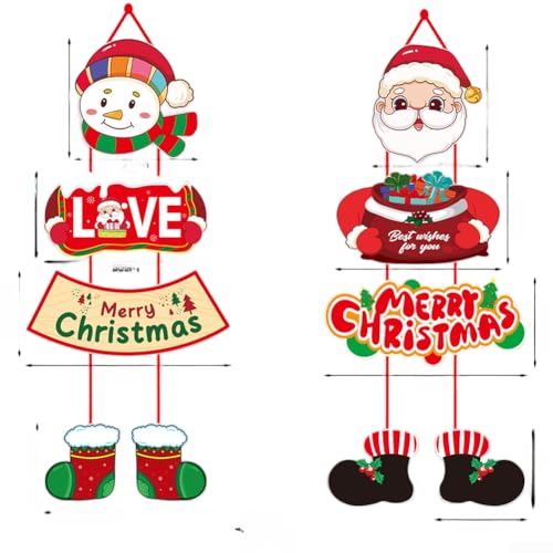 CYRENT Papier-Weihnachtsdekoration zum Aufhängen an der Tür mit Weihnachtsmann und Baum-Designs für Feiertagsfeiern, verleiht Türen und Wänden saisonalen Charme (eins) von CYRENT