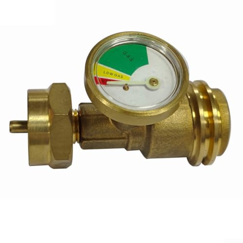 CYRENT Propangas-Zylinderadapter mit Manometer, Gasanschluss für Grill, Wohnmobil, Heizung, Lecksuchgerät, Messingbeschläge von CYRENT