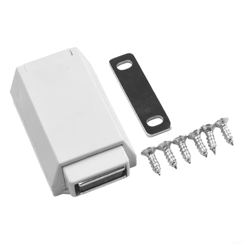 CYRENT Robuster Türschnäpper für Schranktüren, magnetisch, zum Öffnen, mit Metallsockel für Kleiderschrank, Schublade, abnehmbares ABS-Material, Weiß von CYRENT