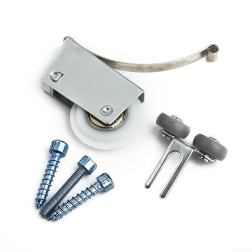 CYRENT Schiebetür-Hardware-Kit Eisenrollenräder Riemenscheiben-Set obere untere Rollen mit Schrauben für Kleiderschrank Glas Waschraumtüren von CYRENT