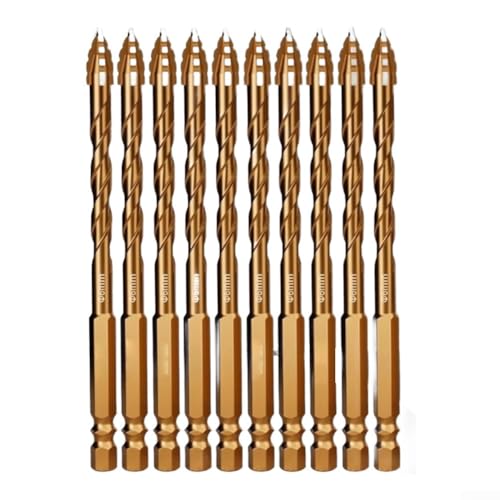 CYRENT Steinbohrer-Set mit 4 Klingen, 10-teilig, Hartmetallspitze, 15,2 cm, für Beton, Fliesen, Ziegel, 8 mm, verschiedene Größen (6 mm) von CYRENT