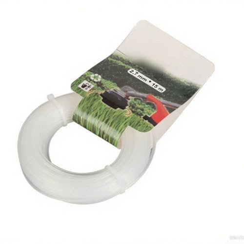 CYRENT Strapazierfähige Rasentrimmerschnur, 2,7 mm x 15 m, kommerzielles Nylon-Seil, quadratisches Design für Echo SL FS 56 RC 128LD Trimmerköpfe, Grasschneidedraht, Garten (weißes Quadrat) von CYRENT