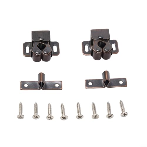 CYRENT Türschnäpper Doppelrolle Schranktürriegel Hardware Rollschrankschnäpper mit Schrauben für Kleiderschrank Wohnmöbel Schrank (rot antik) von CYRENT