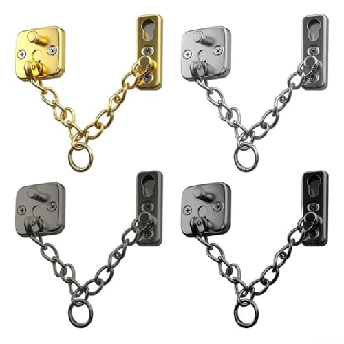 CYRENT Türsicherung Edelstahl Diebstahlsicherung Kettenschloss mit Türriegel für sichere Zugangskontrolle und Besucherüberprüfung mit starker Metallkonstruktion (schwarz) von CYRENT