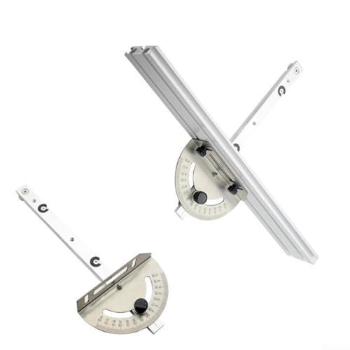 CYRENT Verstellbares Gehrungslehre mit Schienenstopper, Aluminium-Zaun-Führungsschienensystem für Tischsäge, Holzbearbeitung, Messwerkzeug (D) von CYRENT