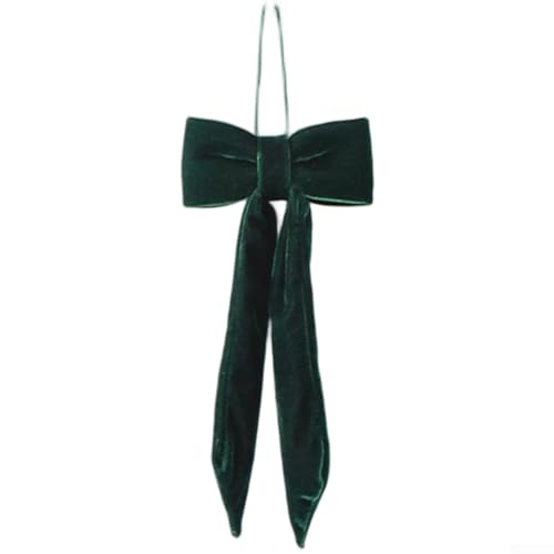CYRENT Weiche Samtschleife zum Aufhängen von Weihnachtsbaum und Fenster, elegantes Ornament für die Weihnachtszeit (12 cm, grün) von CYRENT