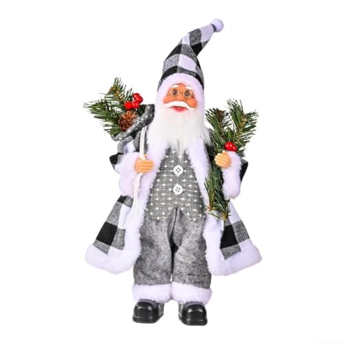 CYRENT Weihnachtsmann-Figur mit stehender Pose und kreativer Rucksack-Dekoration für festliche Innen- und Außenbereiche (grau) von CYRENT