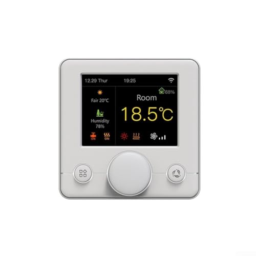 CYRENT WiFi-Thermostat für Gaskessel, Wasser und elektrische Fußbodenheizungssysteme mit RGB-Bildschirm und App-Fernbedienung (Gasheizkessel, weiß) von CYRENT