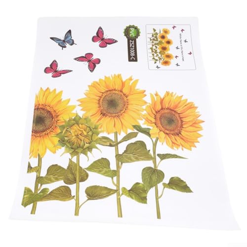 CYRENT Wunderschöne Wandaufkleber mit Sonnenblumen-Motiv – DIY PVC abnehmbare Wandkunst-Aufkleber für einzigartige Wohnzimmer-Wanddekoration von CYRENT