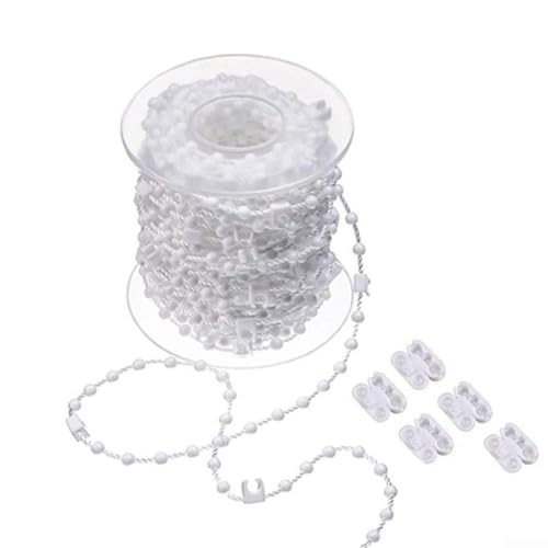 CYRENT Zug-Rollenkette für vertikale Jalousien, weißes Kunststoff-Rollvorhang-Perlenseil, misst bei einer effektiven Länge von 20 Metern für verbesserte Benutzerfreundlichkeit (127 mm) von CYRENT
