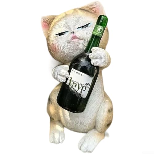 Cartoon-Katze aus Kunstharz, Tierfigur zum Aufhängen von Töpfen, Desktop-Bonsai-Tisch, Gartendekoration, verspielter Ausdruck, synthetisch, Grau, Orange, Gelb, 11 x 9 x 16 cm (grau) von CYRENT