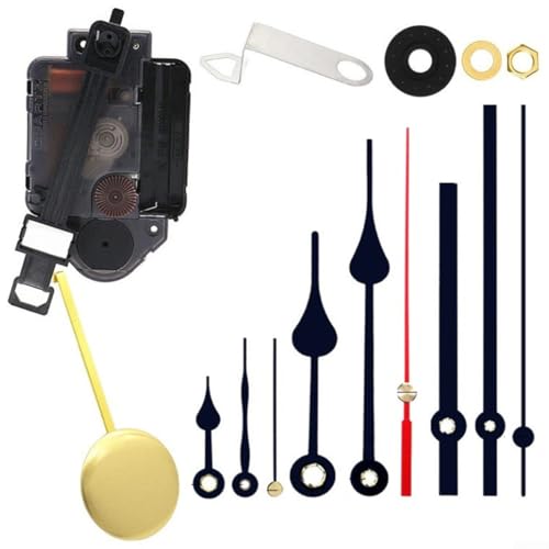DIY Pendel Uhr Uhrwerk Quarzwerk Ersatz-Kit mit 23 mm Schaft, 3 Paar Zeiger-Set, goldenes Pendel für Wanduhr-Reparatur und benutzerdefinierte Zeitmesserstellung (B) von CYRENT