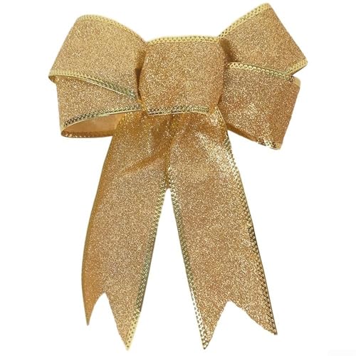 Dekorative Schleifen für Weihnachtsbäume, Kränze und festliche Atmosphäre, goldfarben, 5 Stück Dekorative Schleifen für Weihnachtsbäume, Kränze und festliche Atmosphäre, goldfarben, 5 Stück von CYRENT