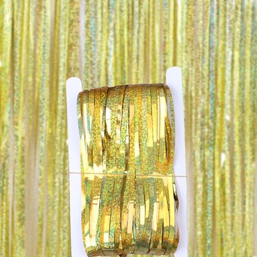 Dekorativer Lametta-Vorhang, 2 m, für Hochzeit und Party, für Feiern und Festlichkeiten (Gold) von CYRENT