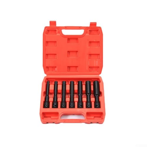 Dünnwandiger Innensechskant, 128 mm, extra langes Design für Auto- und Maschinenreparatur, passend für die meisten 1/2-Zoll-Antriebs-Elektroschlüssel und Standard-Handwerkzeuge (7 Stück) von CYRENT
